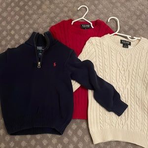 Set of three boys size 6 sweaters - E-Land and Polo